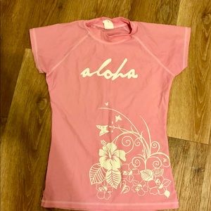 Pink aloha rash guard size small